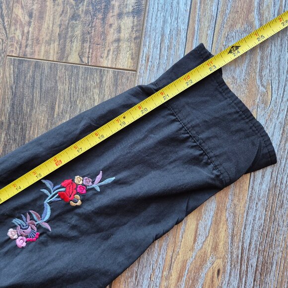 ZARA Floral Embroidered Cotton Silk Oversize Shirt Button Long Sleeve Black - Picture 10 of 13